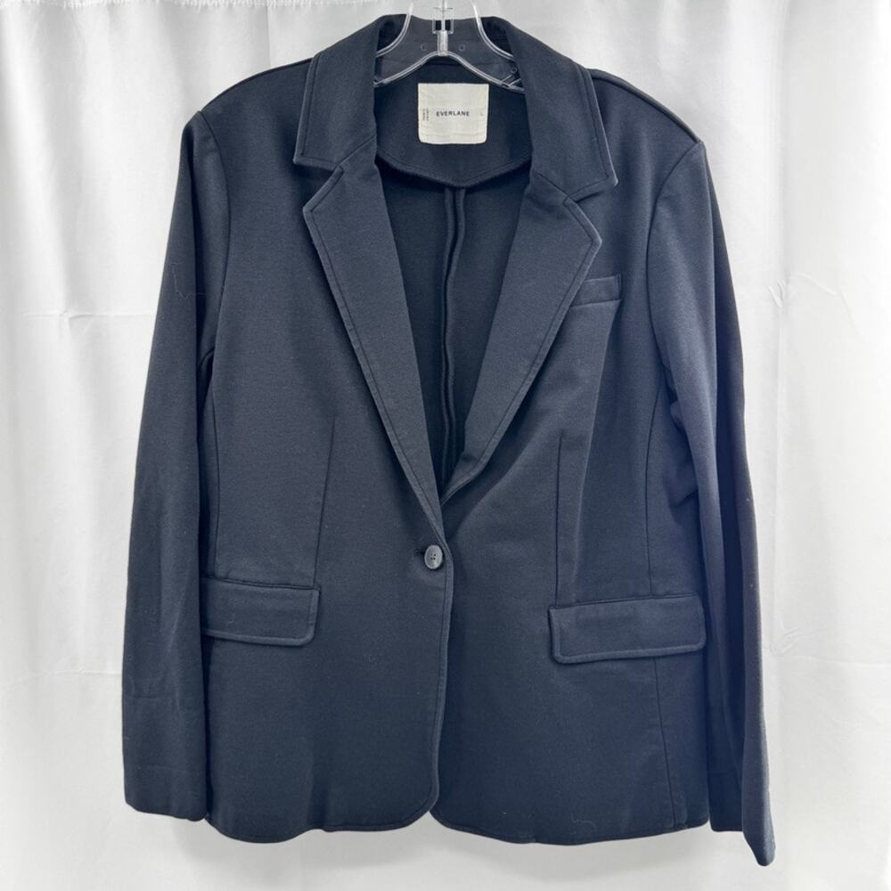 Everlane The Dream Blazer Organic Cotton Black Sz L Ponte Knit